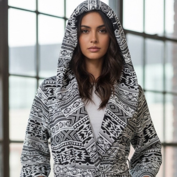 Sweaters - western Hoodie wrap retro vintage style